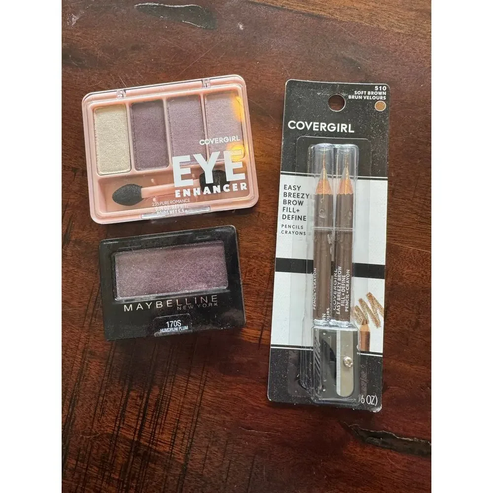 NEW Makeup CoverGirl Maybelline Makeup Lot 3 Eyeshadow Brow Pencil Retail $17